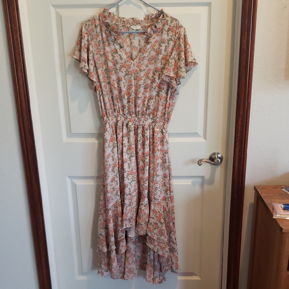 Kori Pink Floral High-Low Dress
